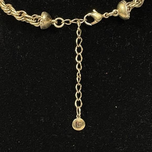 Liz Claiborne Pendant Necklace Matte Gold Tone Layered Pendant Classic Statement - Picture 7 of 10